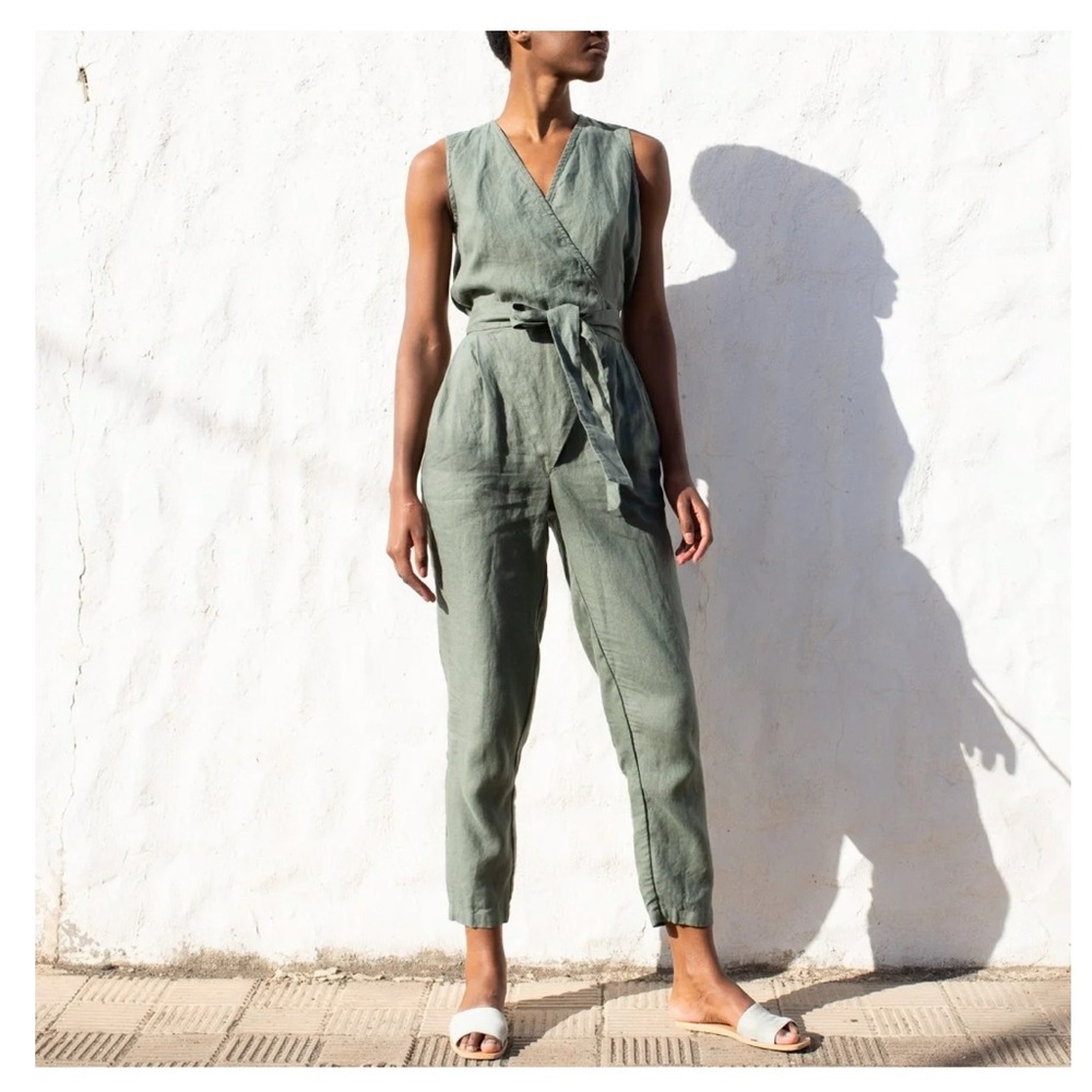 notPERFECTLINEN Red/brown Linen Jumpsuit